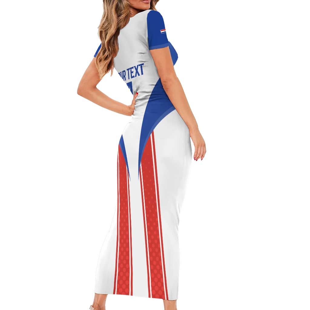 Custom Paraguay Football Short Sleeve Bodycon Dress Come On Las Guaranies - Wonder Print Shop