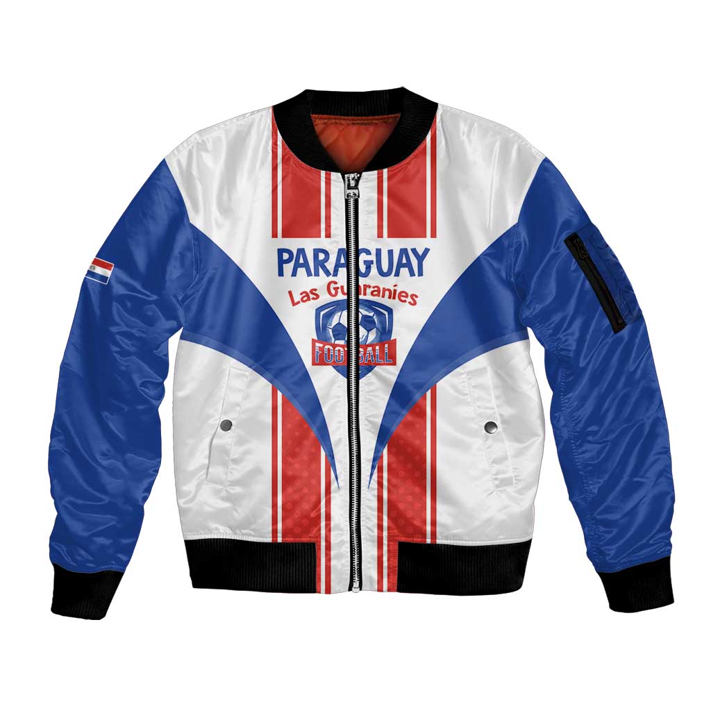 Custom Paraguay Football Sleeve Zip Bomber Jacket Come On Las Guaranies - Wonder Print Shop