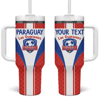 Custom Paraguay Football Tumbler With Handle Come On Las Guaranies - Wonder Print Shop