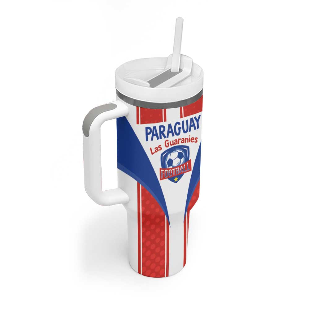 Custom Paraguay Football Tumbler With Handle Come On Las Guaranies - Wonder Print Shop