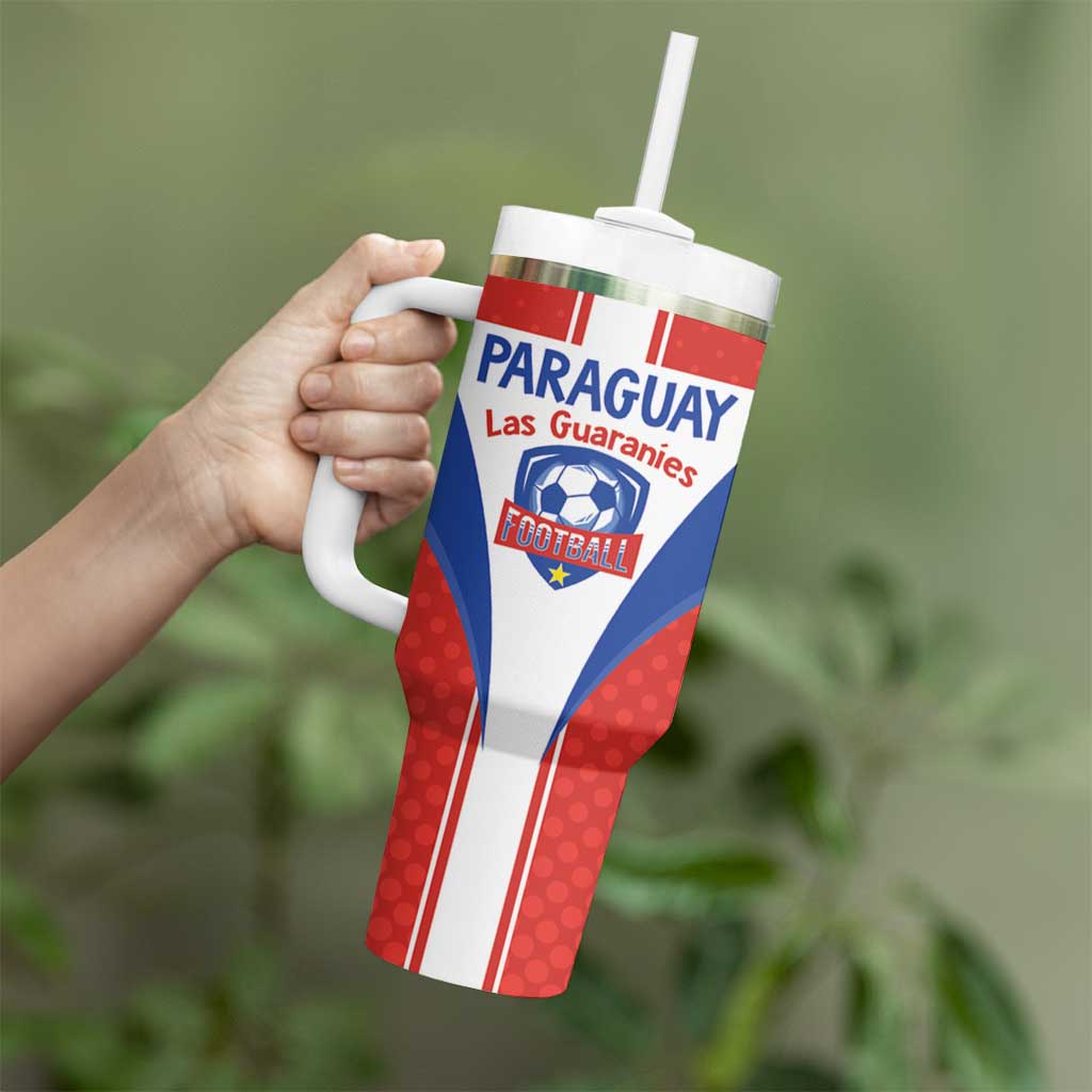 Custom Paraguay Football Tumbler With Handle Come On Las Guaranies - Wonder Print Shop
