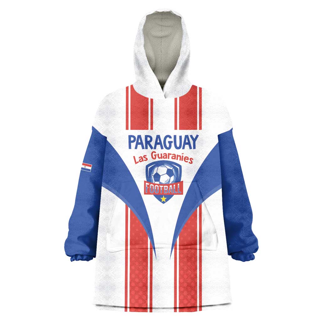 Custom Paraguay Football Wearable Blanket Hoodie Come On Las Guaranies - Wonder Print Shop