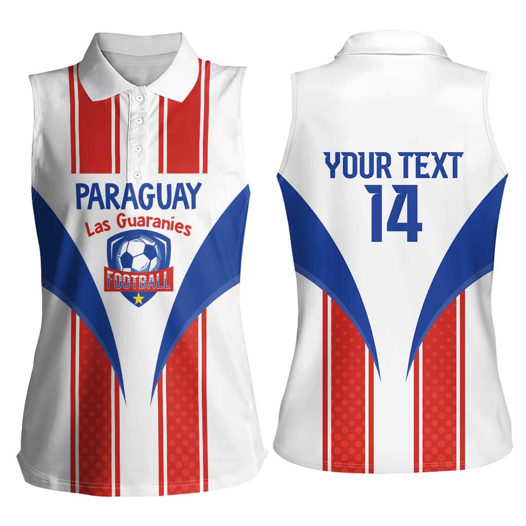 Custom Paraguay Football Women Sleeveless Polo Shirt Come On Las Guaranies - Wonder Print Shop