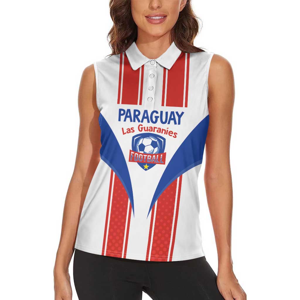 Custom Paraguay Football Women Sleeveless Polo Shirt Come On Las Guaranies - Wonder Print Shop