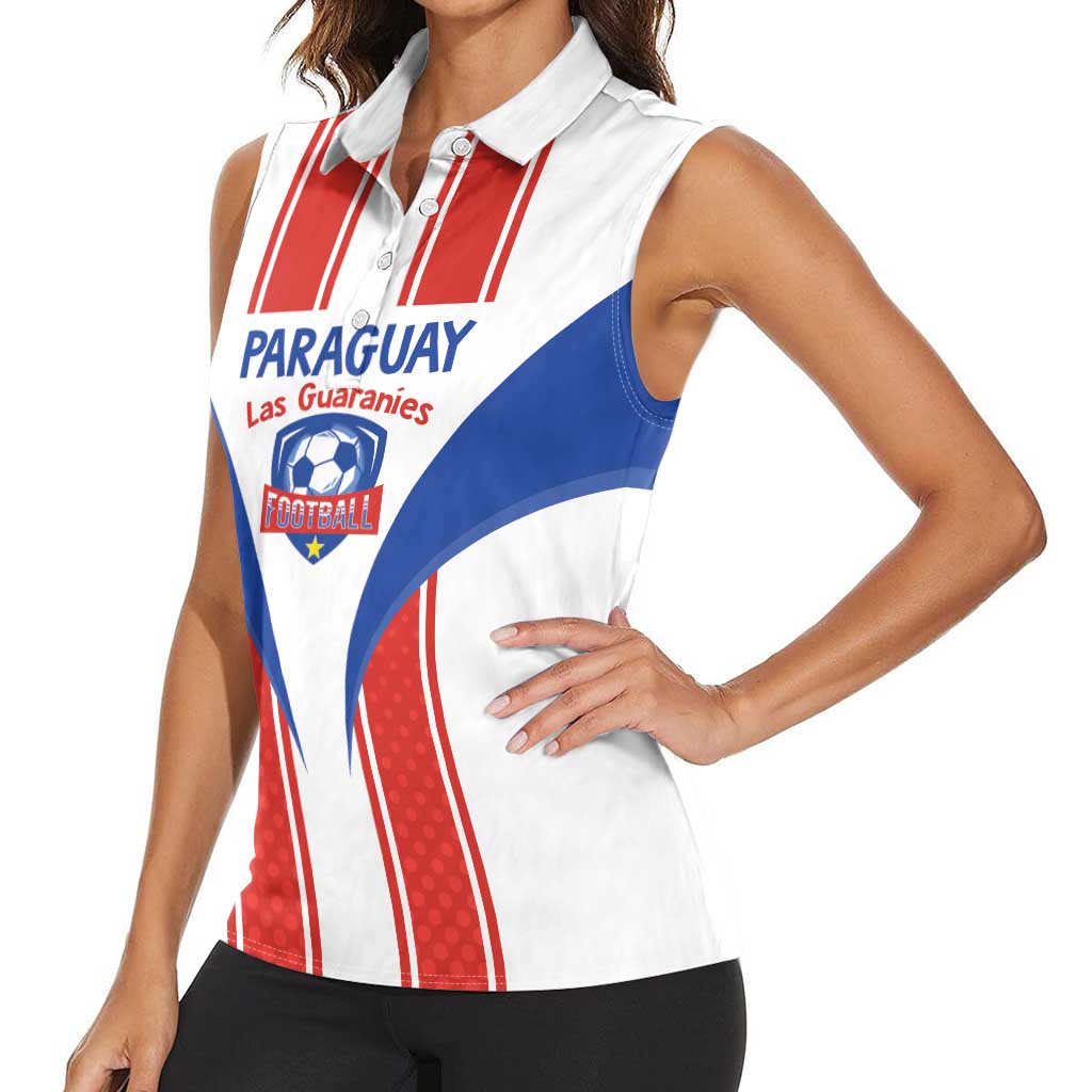 Custom Paraguay Football Women Sleeveless Polo Shirt Come On Las Guaranies - Wonder Print Shop