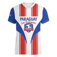 Custom Paraguay Football Women V-Neck T-Shirt Come On Las Guaranies - Wonder Print Shop