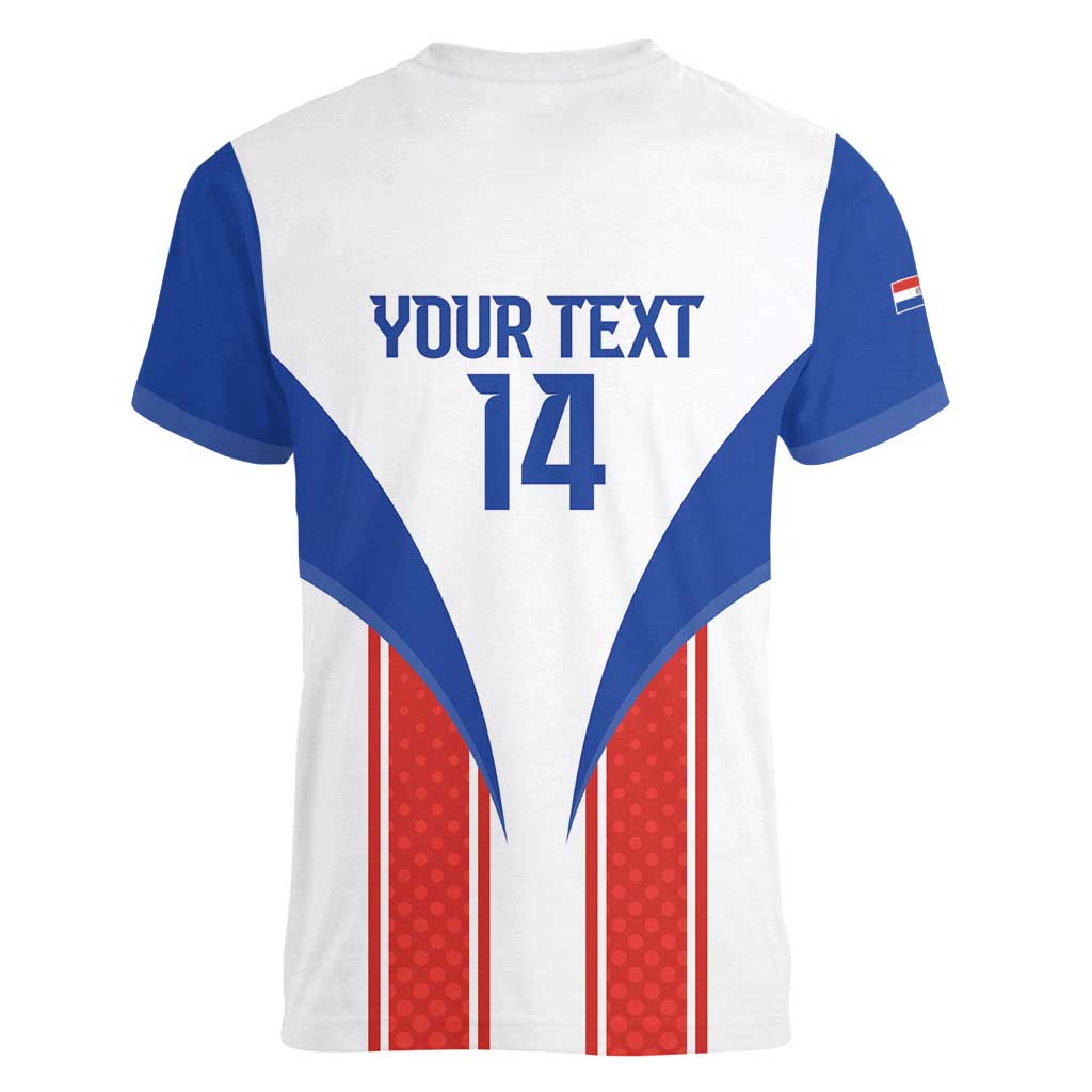 Custom Paraguay Football Women V-Neck T-Shirt Come On Las Guaranies - Wonder Print Shop