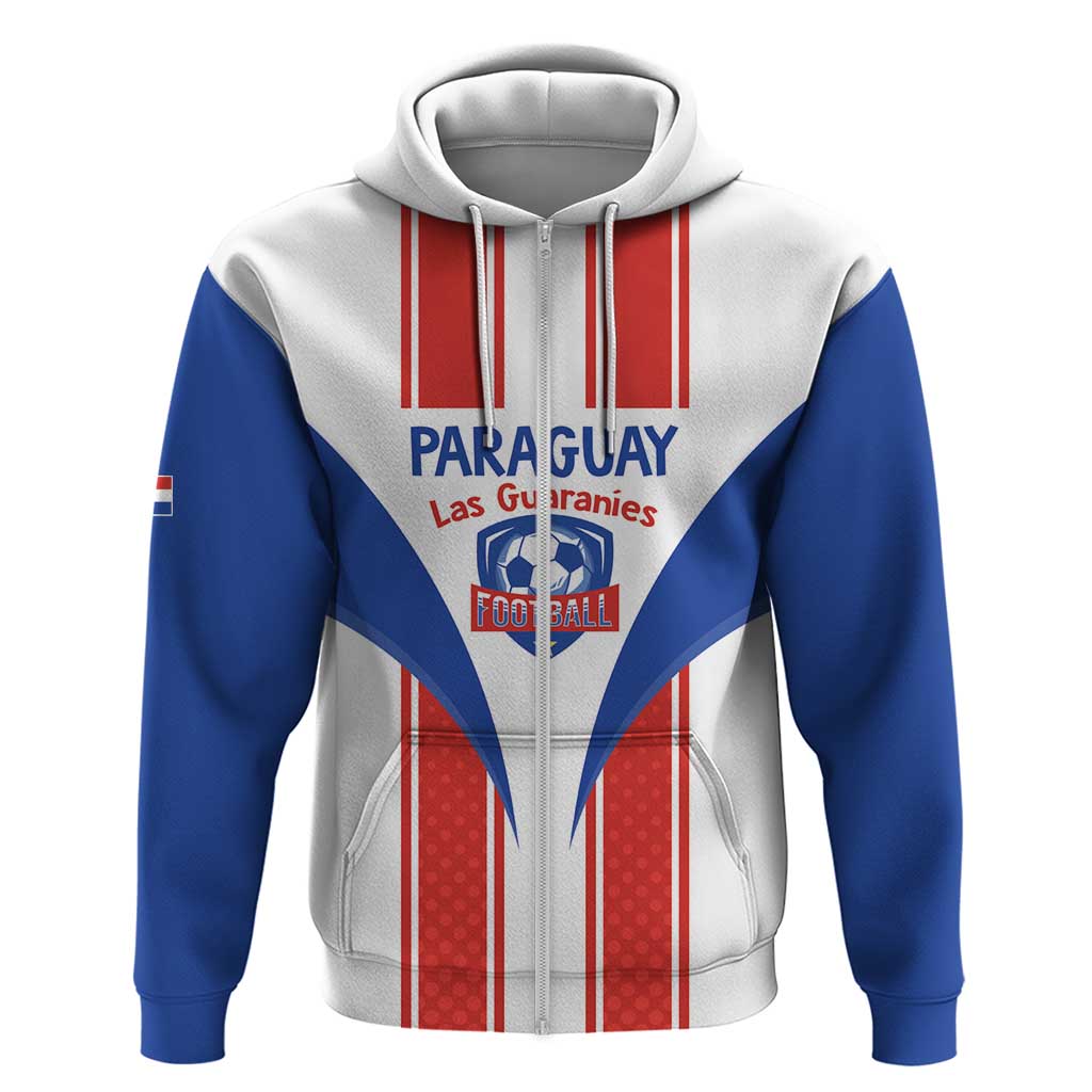 Custom Paraguay Football Zip Hoodie Come On Las Guaranies - Wonder Print Shop