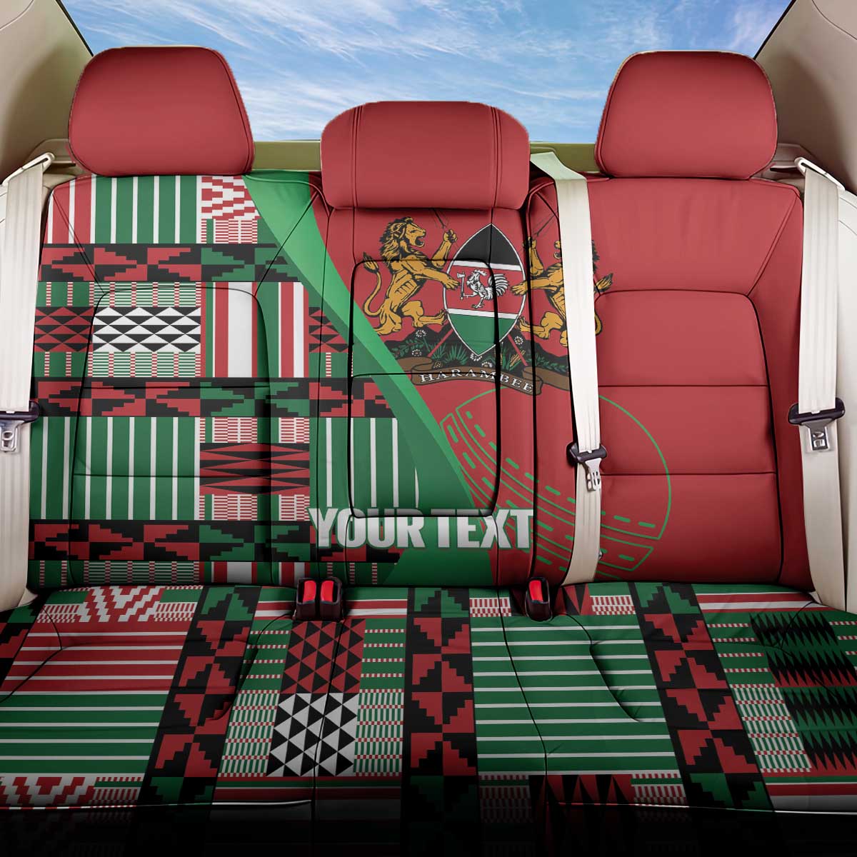 Custom Kenya Cricket Back Car Seat Cover Come On Simbas Kente Pattern - Wonder Print Shop