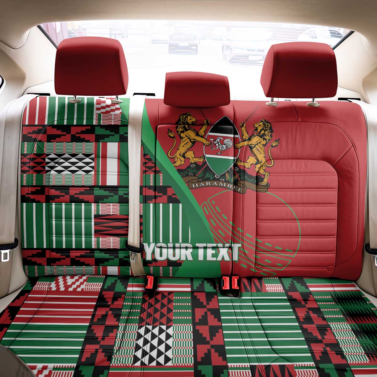 Custom Kenya Cricket Back Car Seat Cover Come On Simbas Kente Pattern - Wonder Print Shop