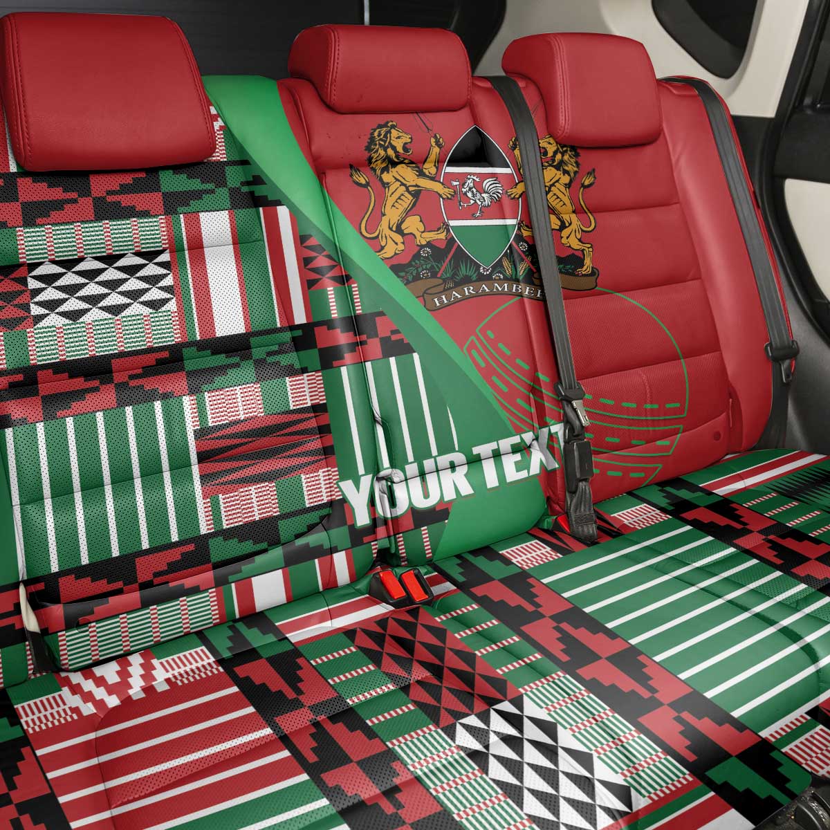 Custom Kenya Cricket Back Car Seat Cover Come On Simbas Kente Pattern - Wonder Print Shop