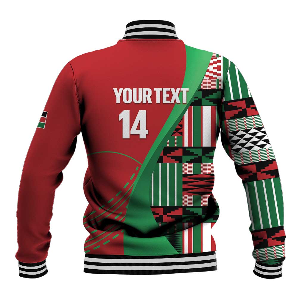 Custom Kenya Cricket Baseball Jacket Come On Simbas Kente Pattern - Wonder Print Shop