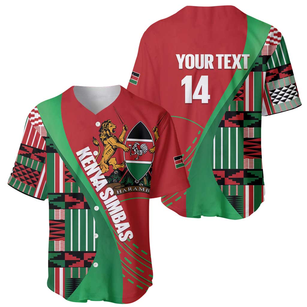Custom Kenya Cricket Baseball Jersey Come On Simbas Kente Pattern - Wonder Print Shop