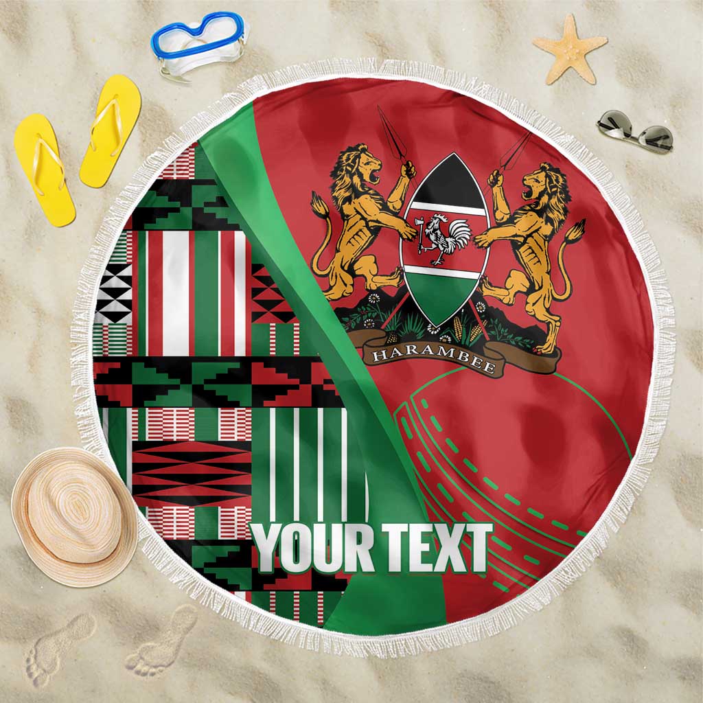 Custom Kenya Cricket Beach Blanket Come On Simbas Kente Pattern - Wonder Print Shop