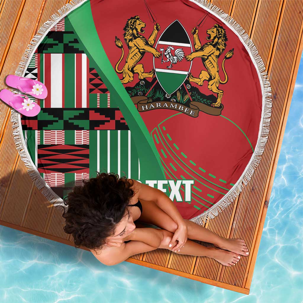 Custom Kenya Cricket Beach Blanket Come On Simbas Kente Pattern - Wonder Print Shop