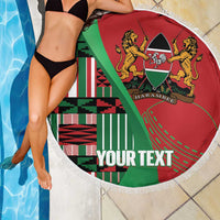 Custom Kenya Cricket Beach Blanket Come On Simbas Kente Pattern - Wonder Print Shop