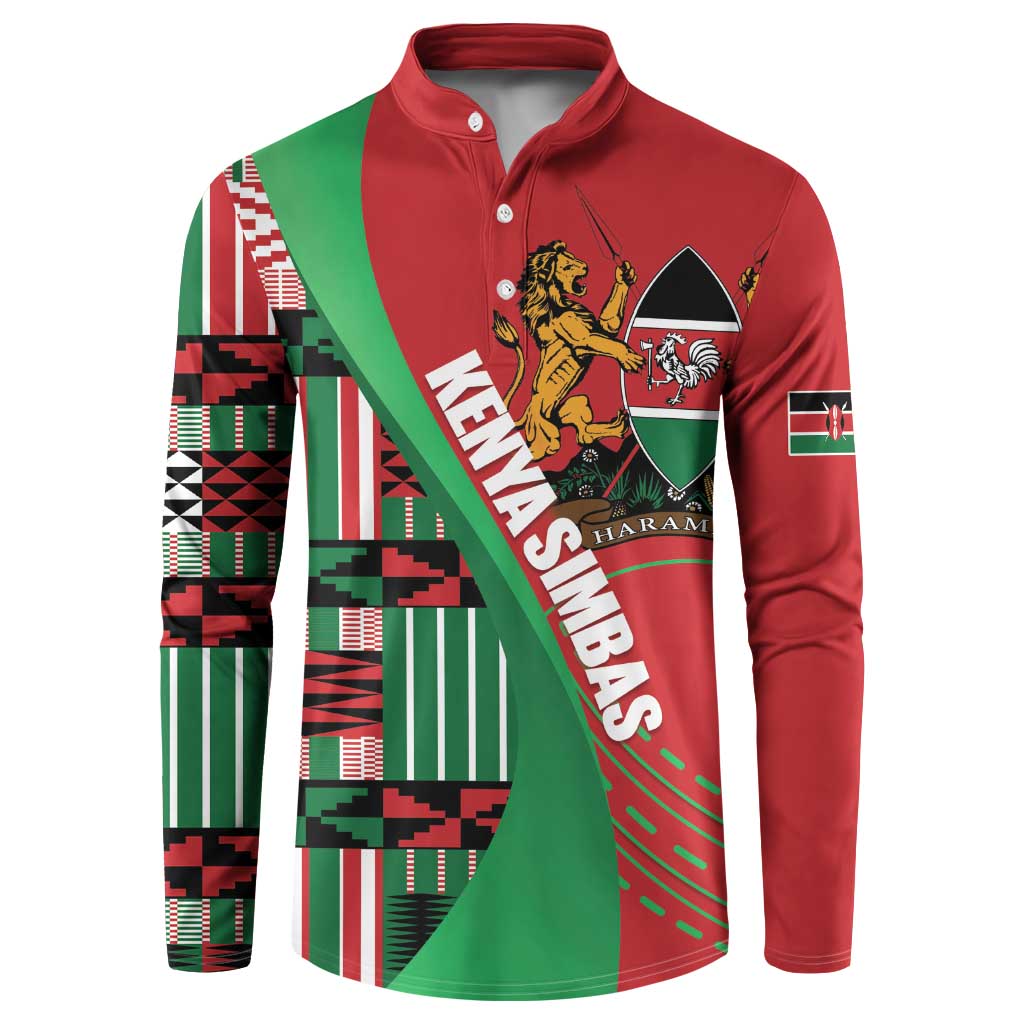 Custom Kenya Cricket Button Sweatshirt Come On Simbas Kente Pattern - Wonder Print Shop