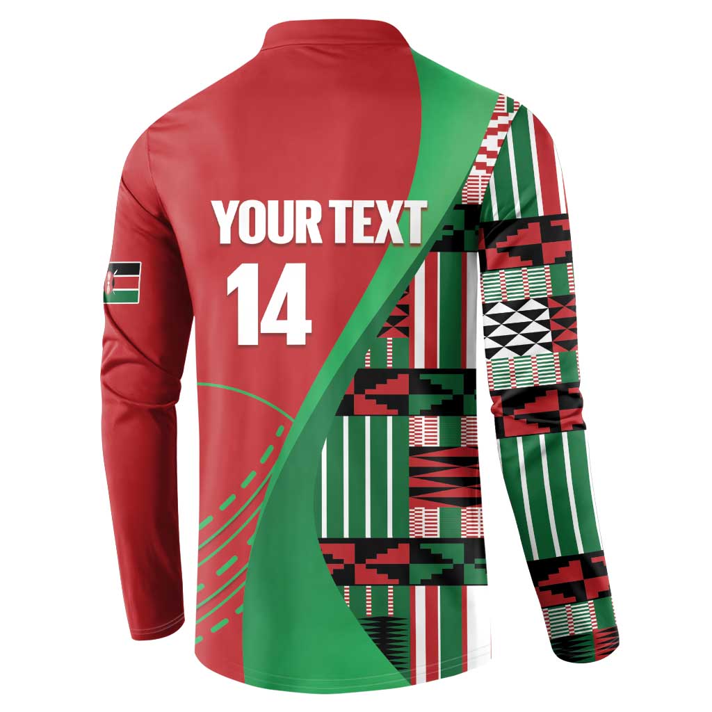 Custom Kenya Cricket Button Sweatshirt Come On Simbas Kente Pattern - Wonder Print Shop