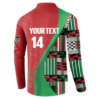 Custom Kenya Cricket Button Sweatshirt Come On Simbas Kente Pattern - Wonder Print Shop