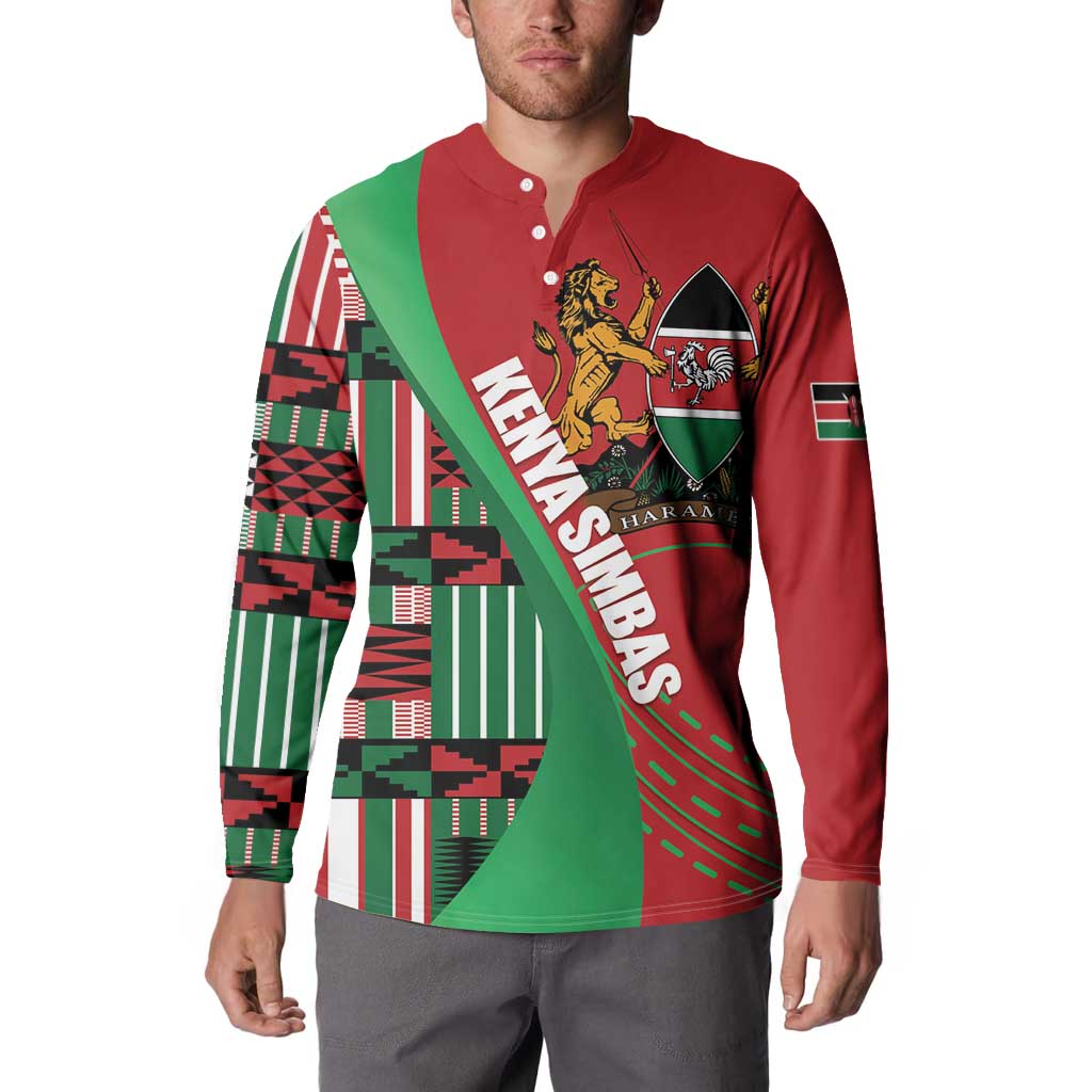 Custom Kenya Cricket Button Sweatshirt Come On Simbas Kente Pattern - Wonder Print Shop