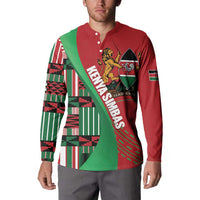 Custom Kenya Cricket Button Sweatshirt Come On Simbas Kente Pattern - Wonder Print Shop