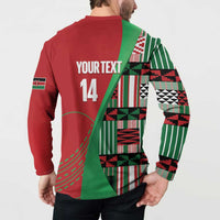 Custom Kenya Cricket Button Sweatshirt Come On Simbas Kente Pattern - Wonder Print Shop