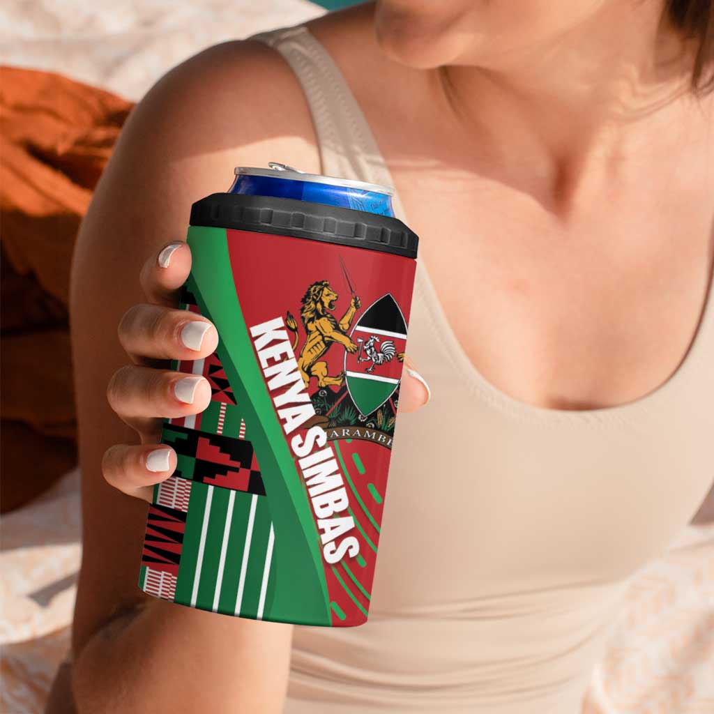 Custom Kenya Cricket 4 in 1 Can Cooler Tumbler Come On Simbas Kente Pattern - Wonder Print Shop