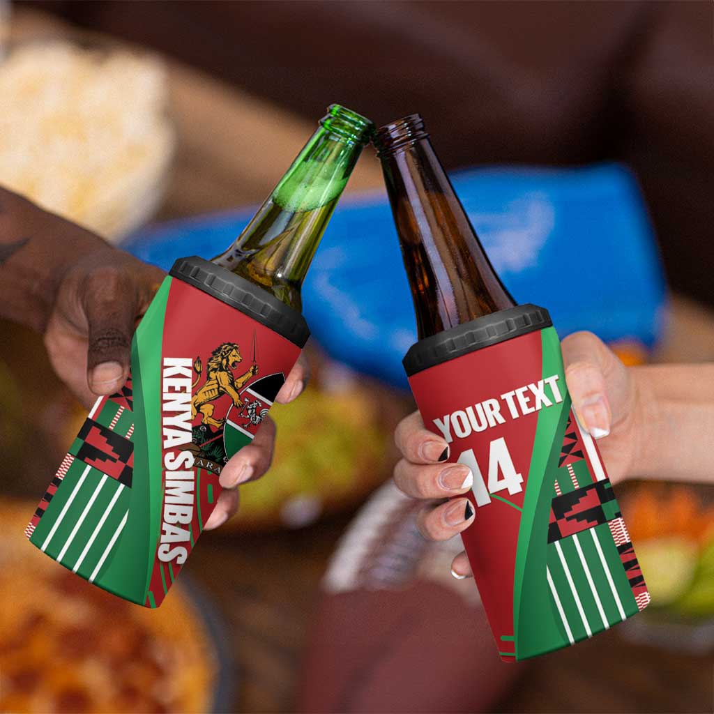 Custom Kenya Cricket 4 in 1 Can Cooler Tumbler Come On Simbas Kente Pattern - Wonder Print Shop