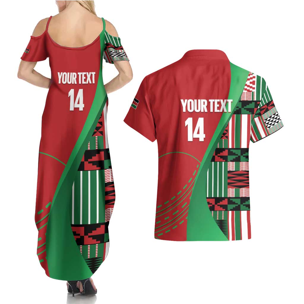 Custom Kenya Cricket Couples Matching Summer Maxi Dress and Hawaiian Shirt Come On Simbas Kente Pattern - Wonder Print Shop