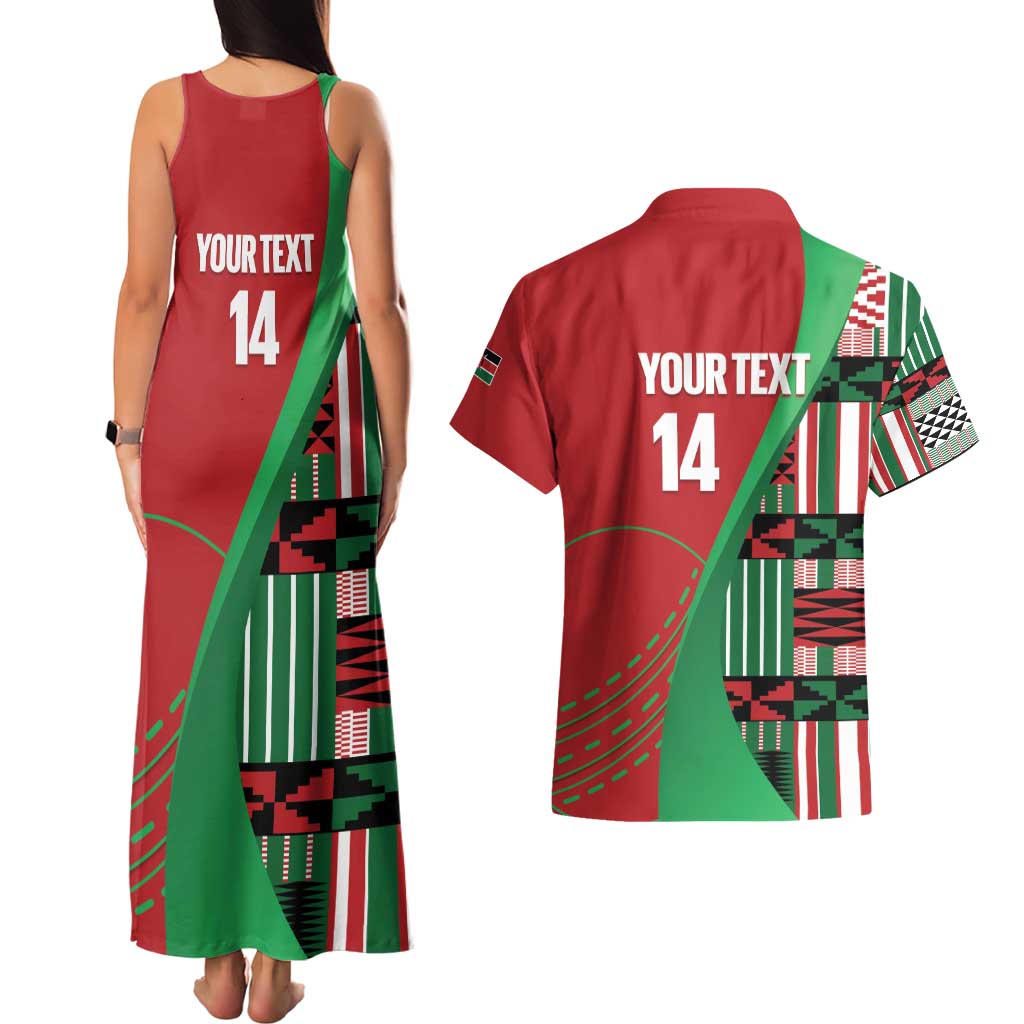 Custom Kenya Cricket Couples Matching Tank Maxi Dress and Hawaiian Shirt Come On Simbas Kente Pattern - Wonder Print Shop