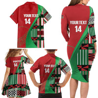 Custom Kenya Cricket Family Matching Long Sleeve Bodycon Dress and Hawaiian Shirt Come On Simbas Kente Pattern - Wonder Print Shop