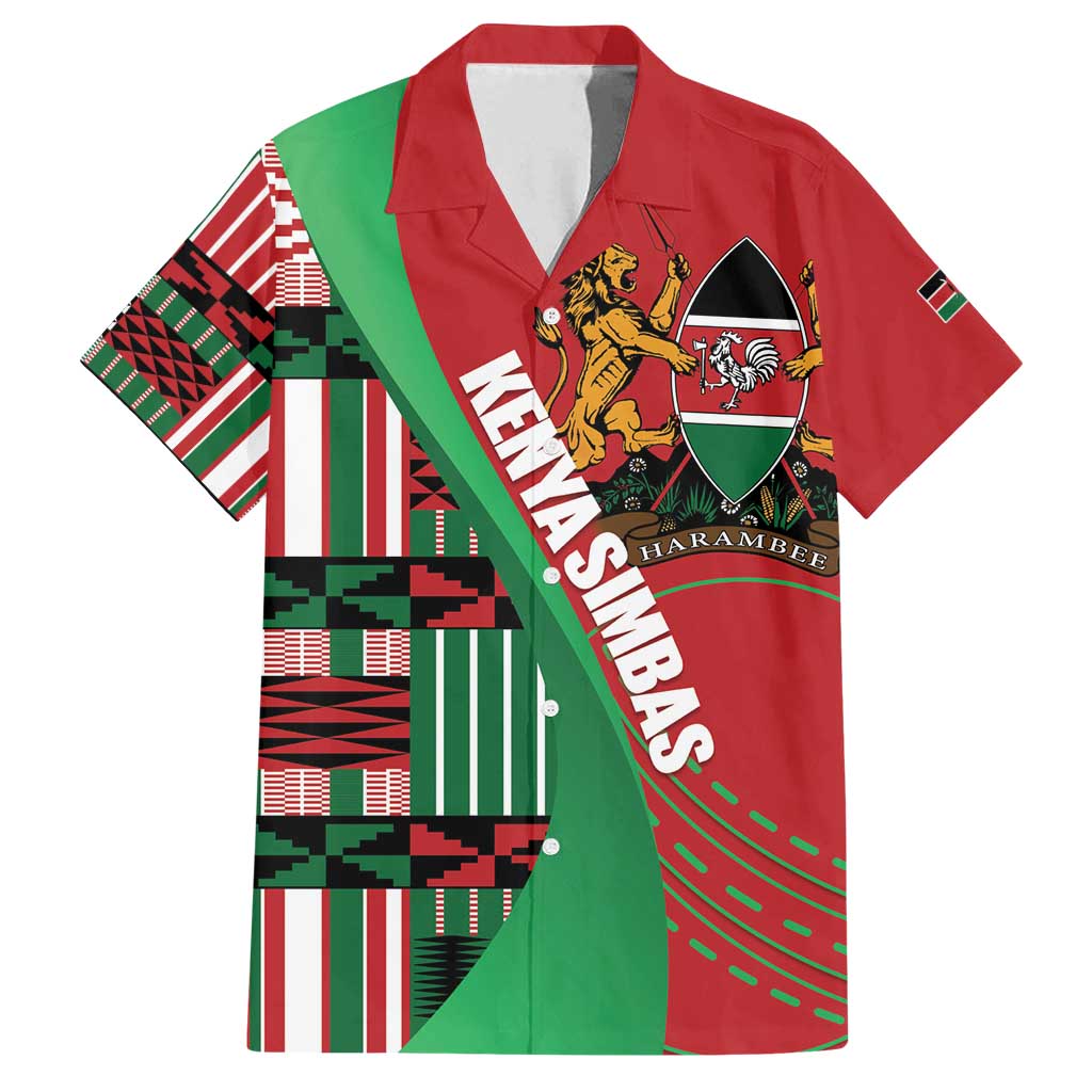 Custom Kenya Cricket Family Matching Long Sleeve Bodycon Dress and Hawaiian Shirt Come On Simbas Kente Pattern - Wonder Print Shop