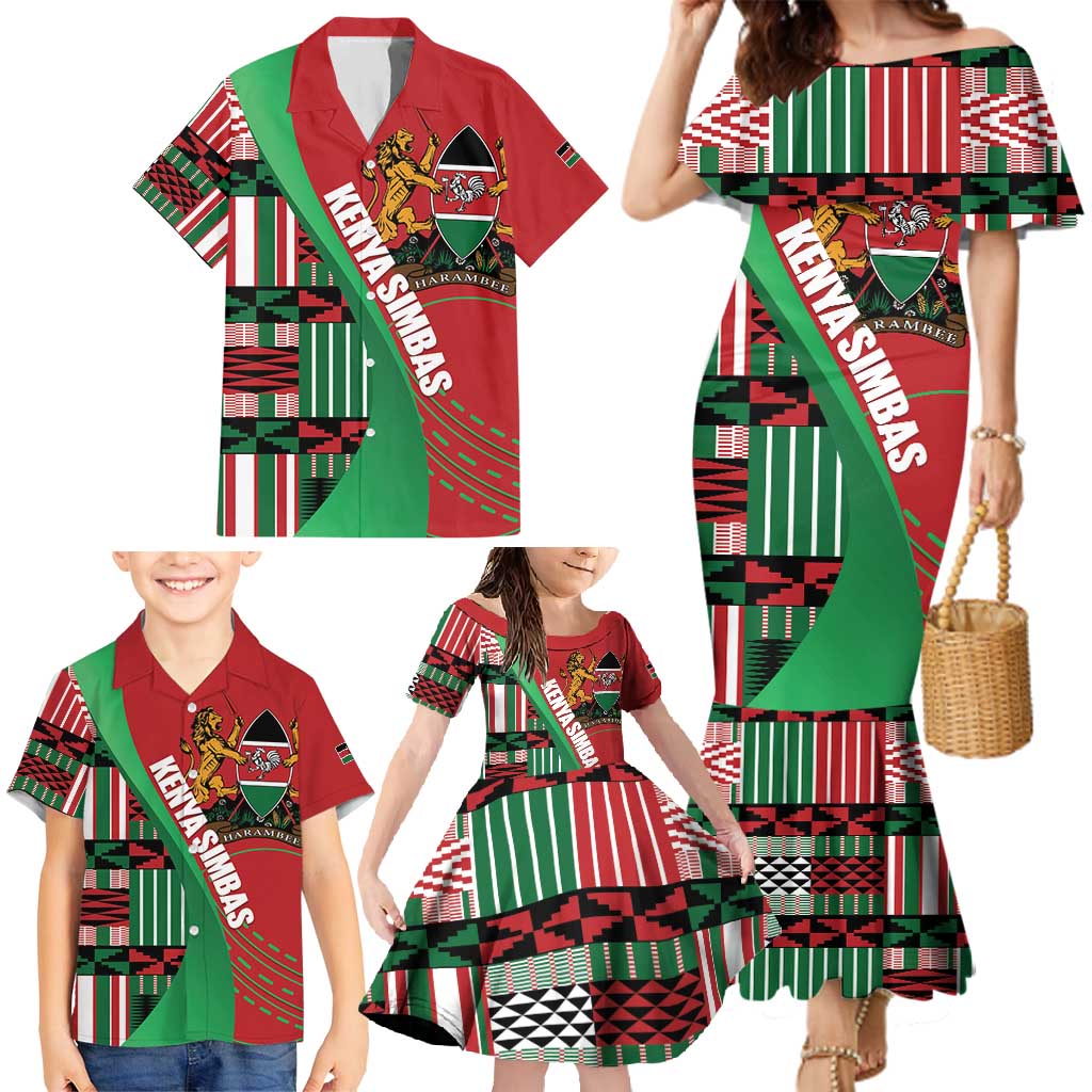 Custom Kenya Cricket Family Matching Mermaid Dress and Hawaiian Shirt Come On Simbas Kente Pattern - Wonder Print Shop