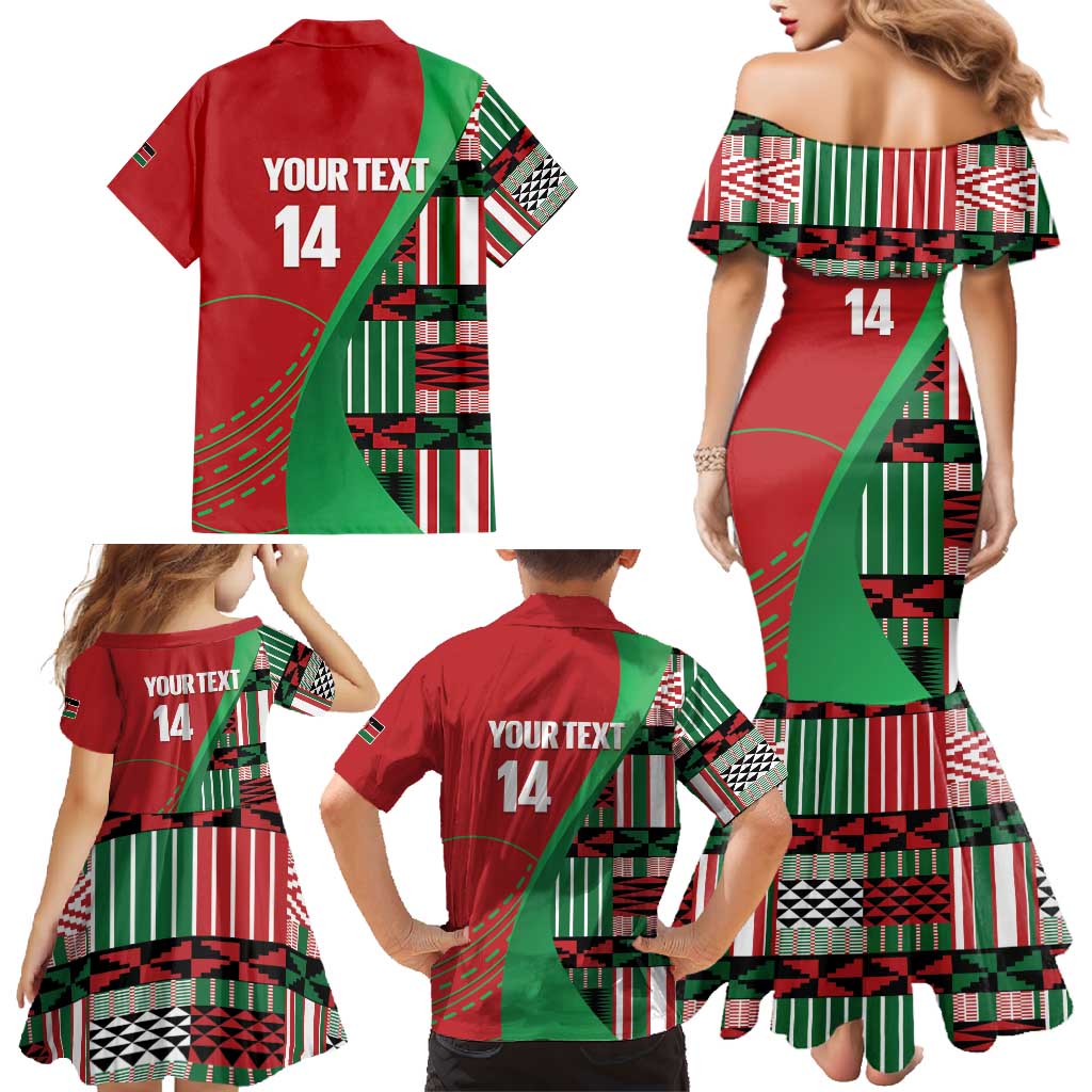 Custom Kenya Cricket Family Matching Mermaid Dress and Hawaiian Shirt Come On Simbas Kente Pattern - Wonder Print Shop