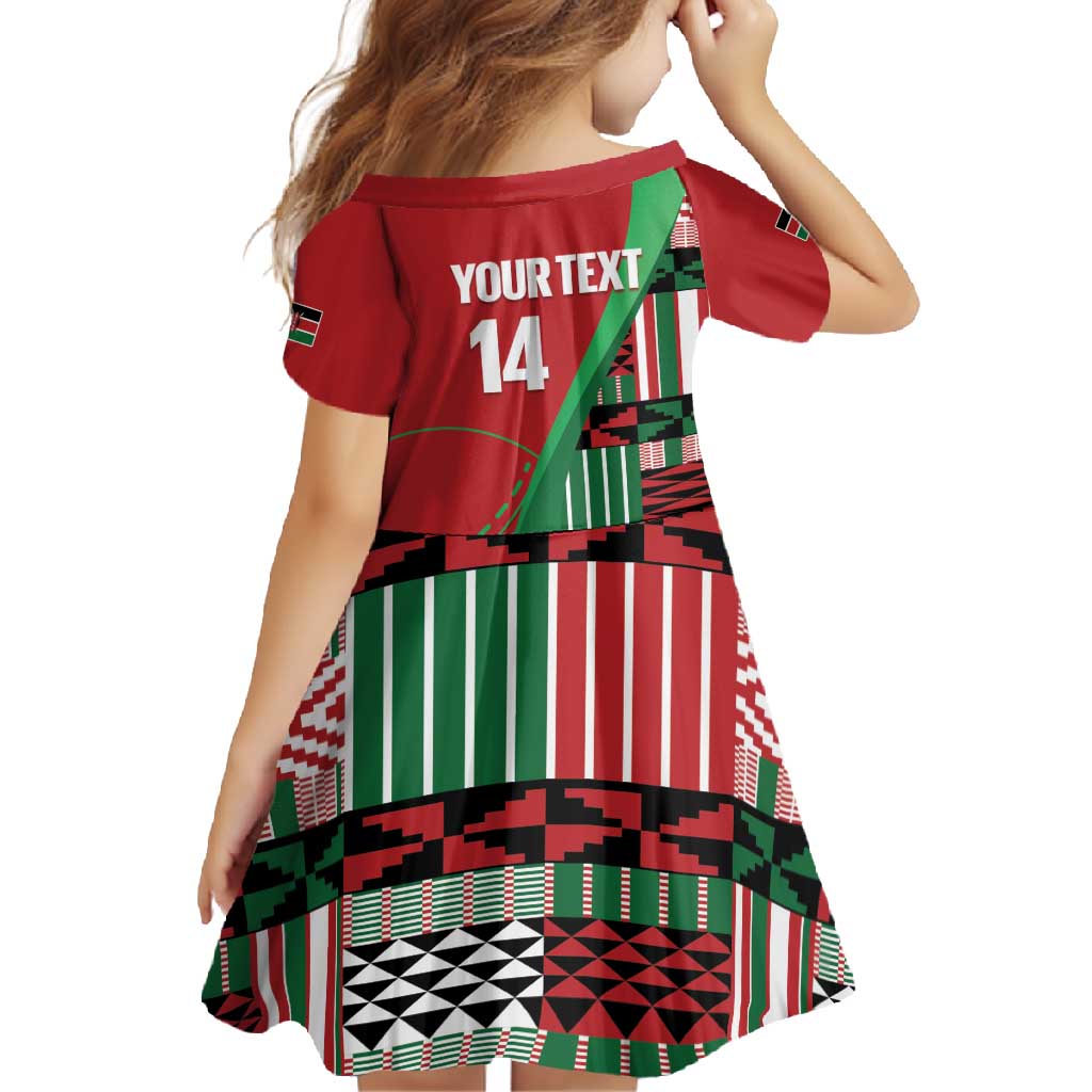 Custom Kenya Cricket Family Matching Off Shoulder Maxi Dress and Hawaiian Shirt Come On Simbas Kente Pattern - Wonder Print Shop