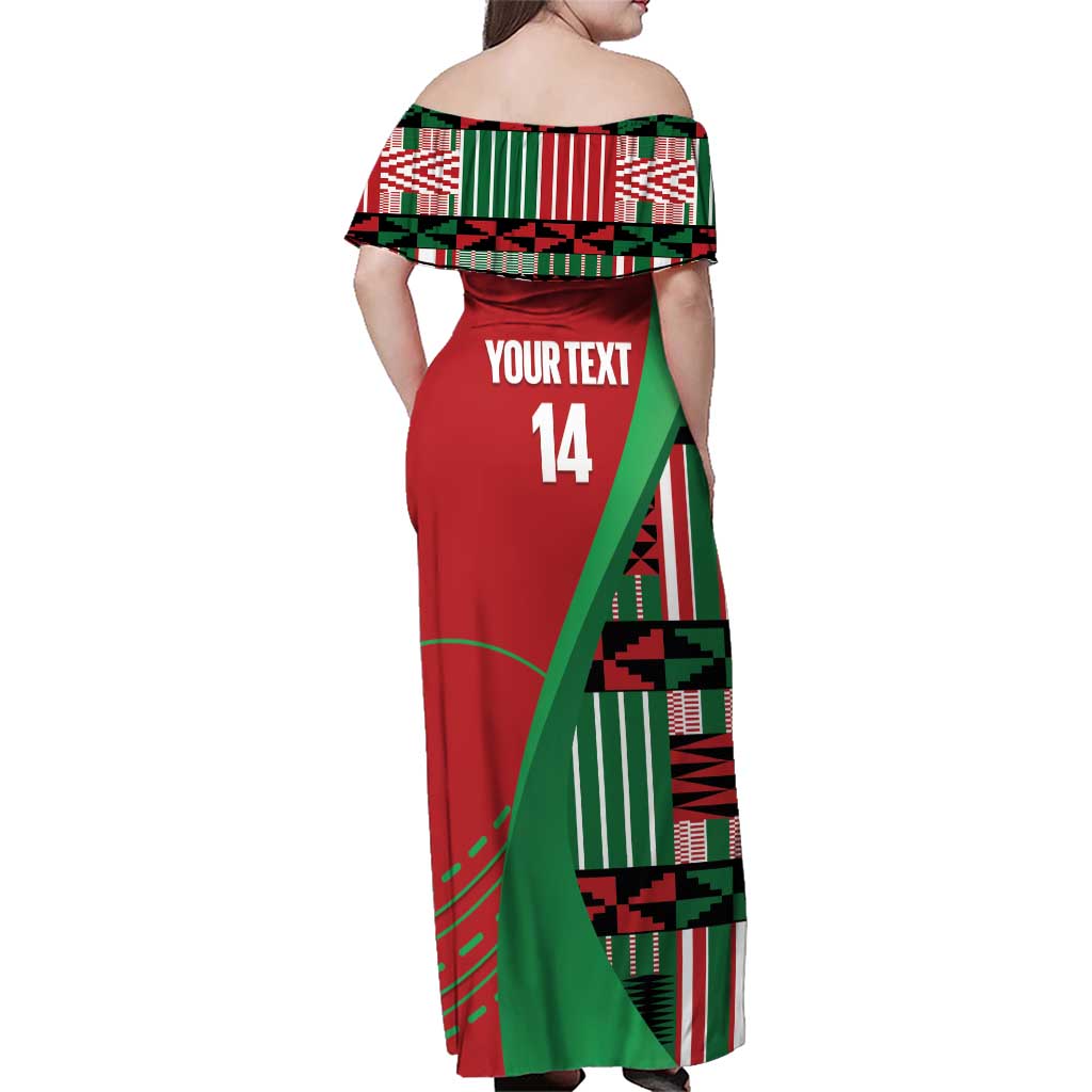 Custom Kenya Cricket Family Matching Off Shoulder Maxi Dress and Hawaiian Shirt Come On Simbas Kente Pattern - Wonder Print Shop