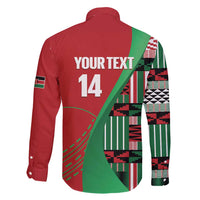 Custom Kenya Cricket Family Matching Short Sleeve Bodycon Dress and Hawaiian Shirt Come On Simbas Kente Pattern - Wonder Print Shop