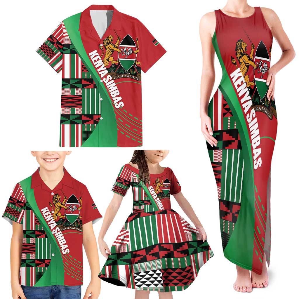 Custom Kenya Cricket Family Matching Tank Maxi Dress and Hawaiian Shirt Come On Simbas Kente Pattern - Wonder Print Shop
