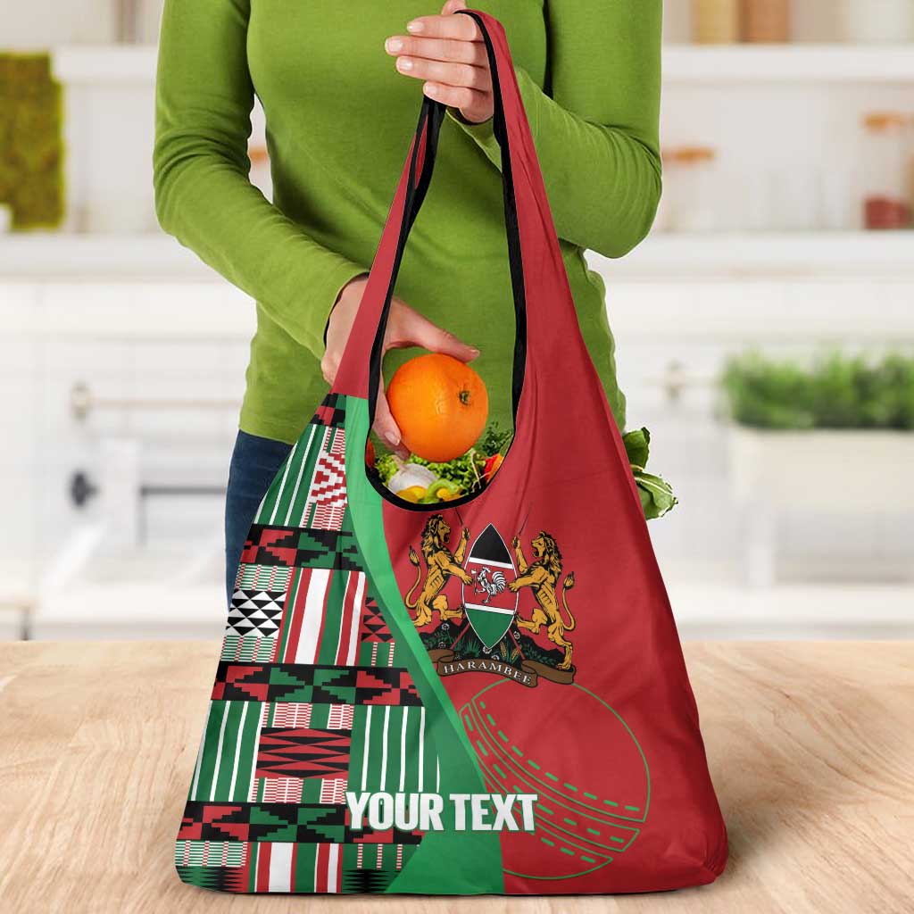 Custom Kenya Cricket Grocery Bag Come On Simbas Kente Pattern - Wonder Print Shop
