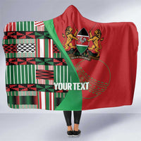 Custom Kenya Cricket Hooded Blanket Come On Simbas Kente Pattern - Wonder Print Shop