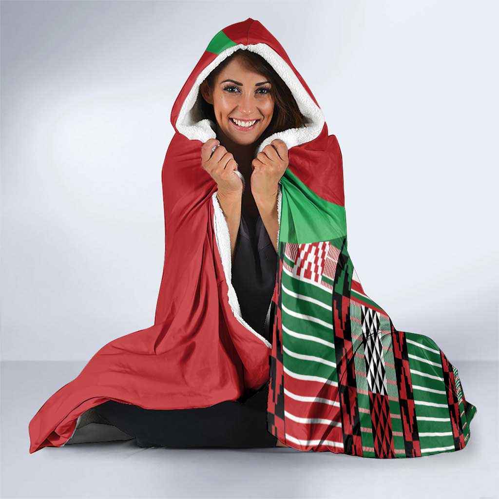 Custom Kenya Cricket Hooded Blanket Come On Simbas Kente Pattern - Wonder Print Shop