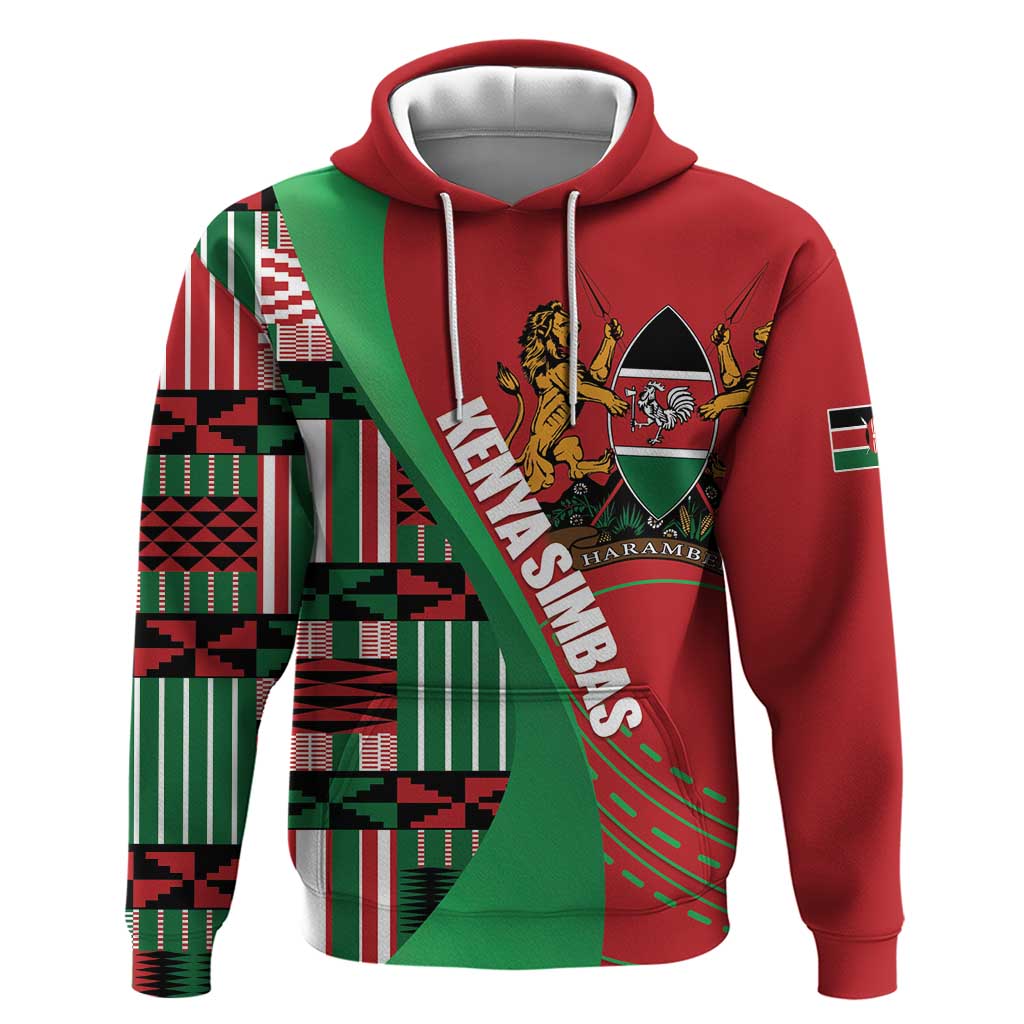 Custom Kenya Cricket Hoodie Come On Simbas Kente Pattern - Wonder Print Shop