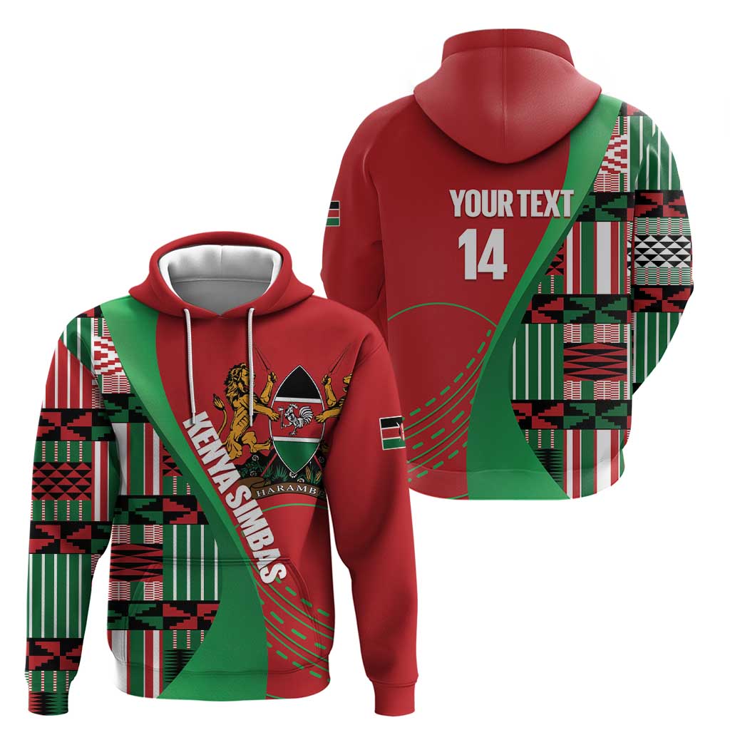 Custom Kenya Cricket Hoodie Come On Simbas Kente Pattern - Wonder Print Shop
