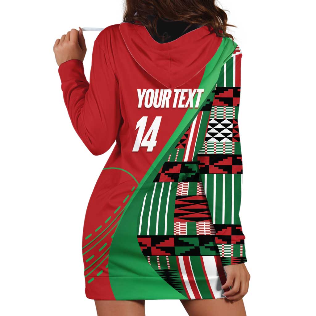 Custom Kenya Cricket Hoodie Dress Come On Simbas Kente Pattern - Wonder Print Shop