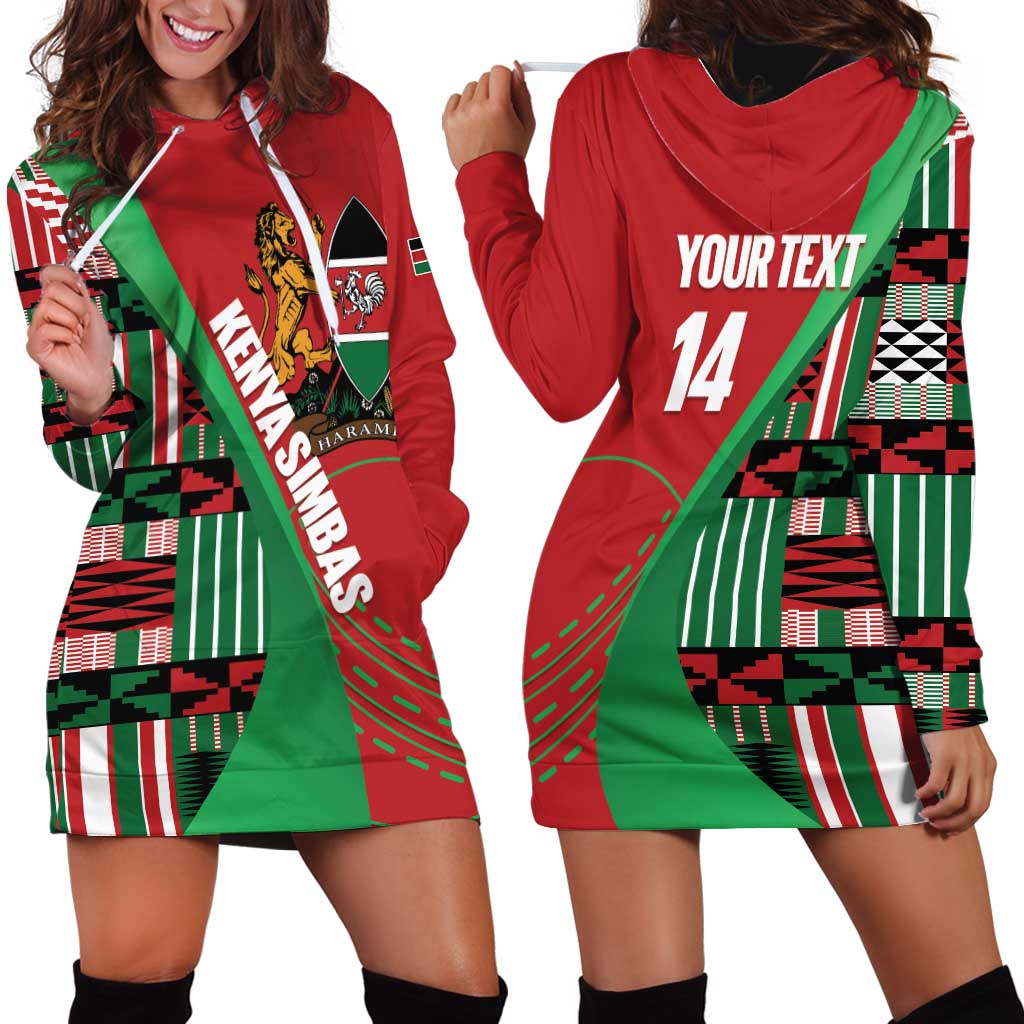 Custom Kenya Cricket Hoodie Dress Come On Simbas Kente Pattern - Wonder Print Shop