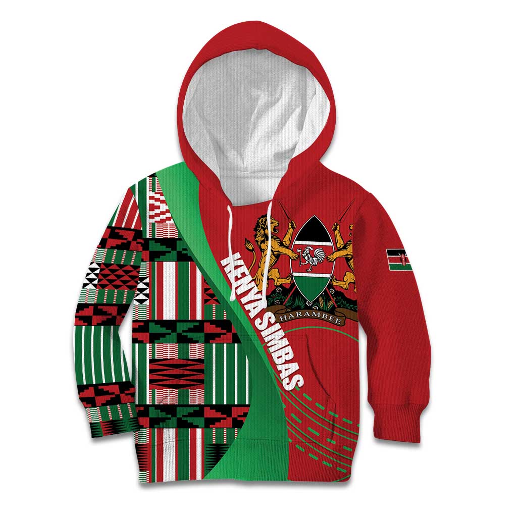 Custom Kenya Cricket Kid Hoodie Come On Simbas Kente Pattern - Wonder Print Shop