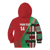 Custom Kenya Cricket Kid Hoodie Come On Simbas Kente Pattern - Wonder Print Shop