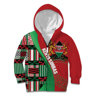 Custom Kenya Cricket Kid Hoodie Come On Simbas Kente Pattern - Wonder Print Shop