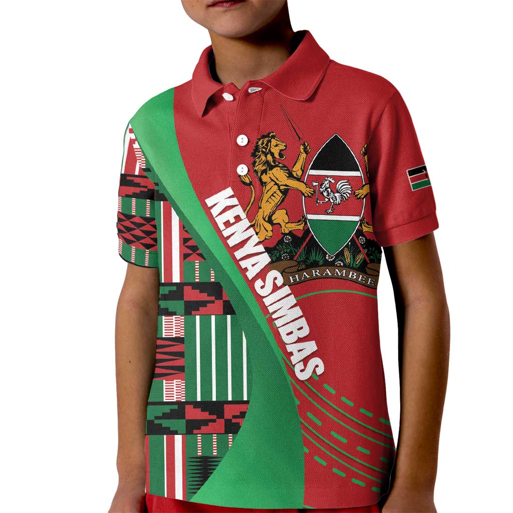 Custom Kenya Cricket Kid Polo Shirt Come On Simbas Kente Pattern - Wonder Print Shop