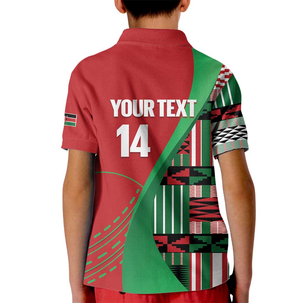Custom Kenya Cricket Kid Polo Shirt Come On Simbas Kente Pattern - Wonder Print Shop